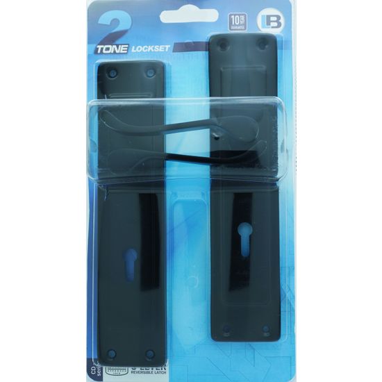 L&b Lockset Decorative 2tone 3 Lever Black Scroll 8 Inch