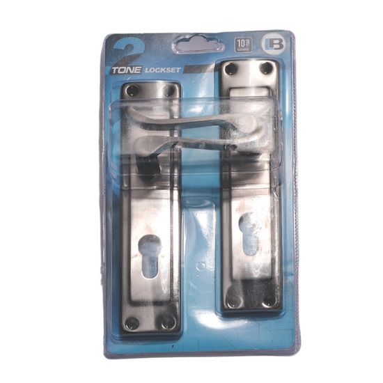 L&b Lockset Decorative 2tone Cylinder Black Nickel / Satin Nickel Straight 8 Inch