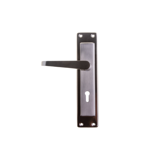 L&b Lockset Decorative 2tone 3 Lever Brass Plated / Satin Nickel Straight 8 Inch