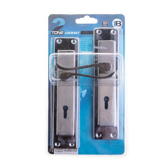 L&b Lockset Decorative 2tone 3 Lever Satin Nickel / Chrome Plated Scroll 8 Inch
