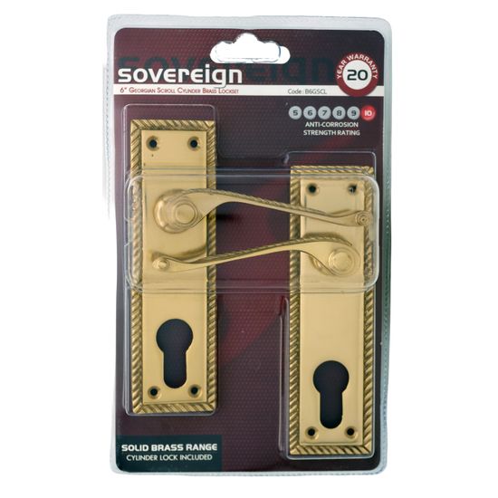 L&b Lockset Decorative Georgian Cylinder Solid Brass Scroll 6 Inch