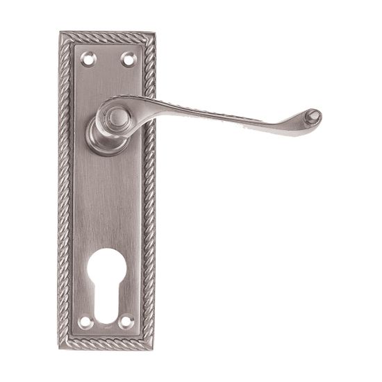 L&b Handle Decorative Georgian Cylinder Solid Brass Satin Nickel Scroll 6 Inch