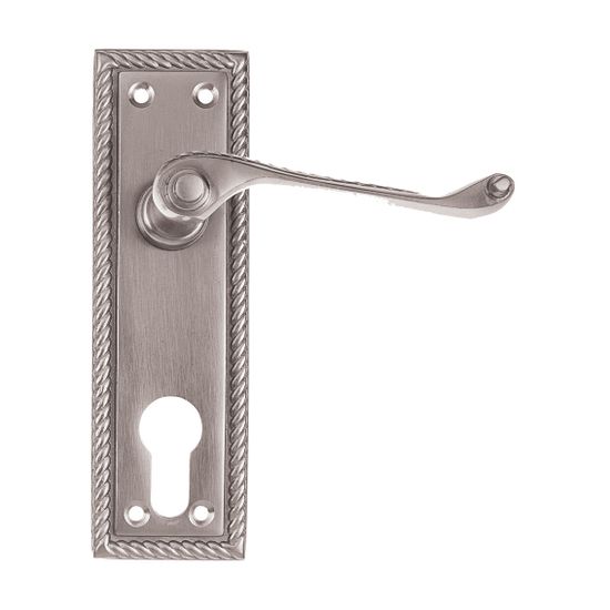 L&b Handle Decorative Georgian Cylinder Satin Nickel Plated Scroll 6 Inch
