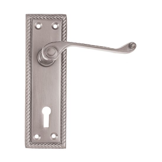 L&b Handle Decorative Georgian Key Solid Brass Satin Nickel Scroll 6 Inch