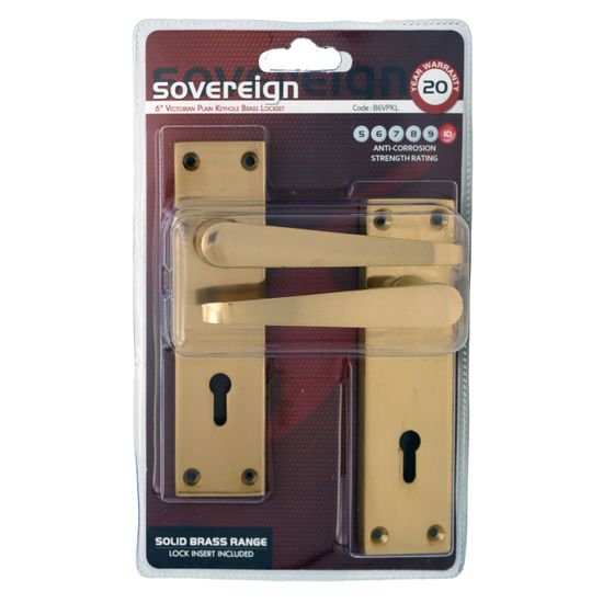 L&b Lockset Decorative Victorian 3 Lever Solid Brass Straight 6 Inch
