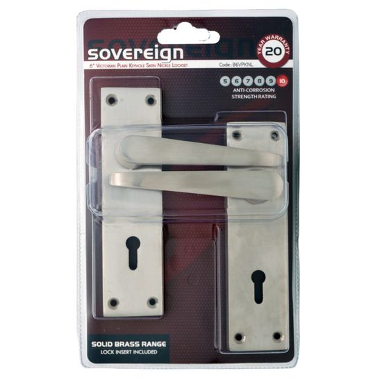 L&b Lockset Decorative Victorian 3 Lever Solid Brass Satin Nickel Straight 6 Inch