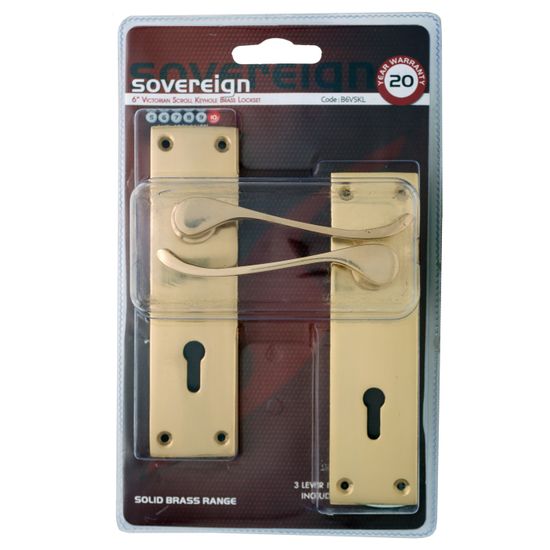 L&b Lockset Decorative Victorian 3 Lever Solid Brass Scroll 6 Inch