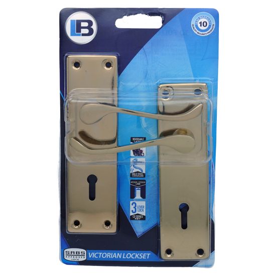 L&b Lockset Decorative Victorian 3 Lever Brass Plated Scroll 6 Inch