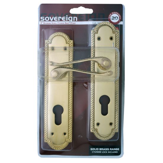 L&b Lockset Decorative Georgian Cylinder Solid Brass Scroll 8 Inch