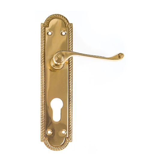L&b Handle Decorative Georgian Cylinder Brass Plated Scroll 8 Inch