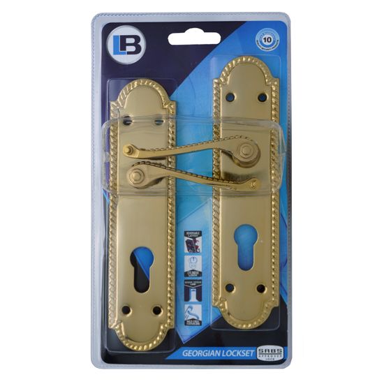 L&b Lockset Decorative Georgian Cylinder Brass Plated Scroll 8 Inch