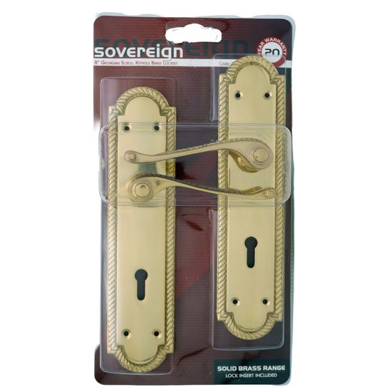 L&b Lockset Decorative Georgian 3 Lever Solid Brass Scroll 8 Inch