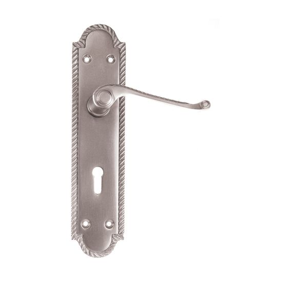 L&b Handle Decorative Georgian Key Solid Brass Satin Nickel Scroll 8 Inch