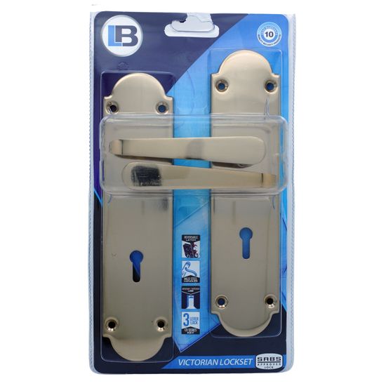 L&b Lockset Decorative Victorian 3 Lever Brass Plated Straight 8 Inch