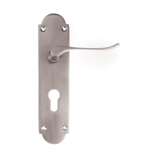 L&b Lockset Decorative Victorian Cylinder Satin Nickel Plated Scroll 8 Inch
