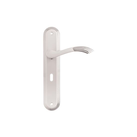 L&b Lockset Decorative Style 3 Lever White/chrome Blister Bernini