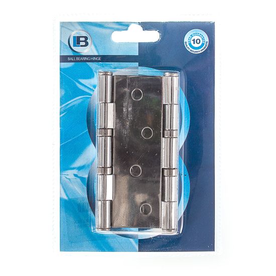 L&b Ironmongery Hinge Ball Bearing Chrome Plated Blister 100x75x2mm