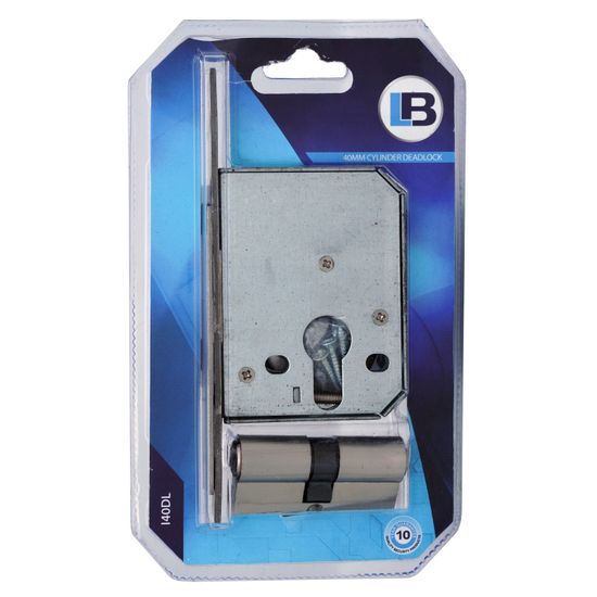 L&b Lock Security Gate Deadlock Cylinder Chrome Plated Blister 40mm