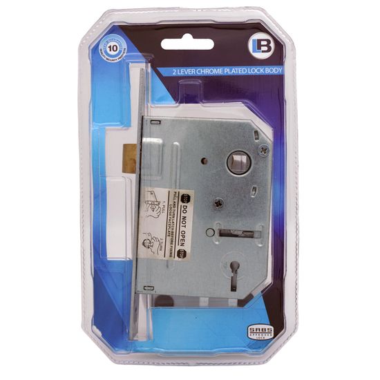 L&b Lock Mortise Aztec 2 Lever Chrome Plated Blister Sabs