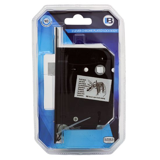 L&b Lock Mortise Aztec 2 Lever Black Blister Sabs