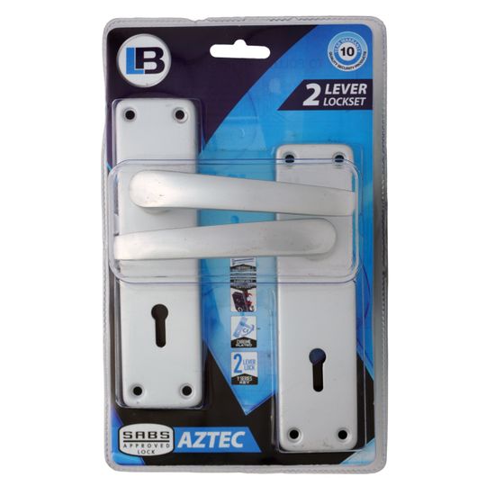 L&b Lockset Mortise Aztec 2 Lever Aluminium Sabs