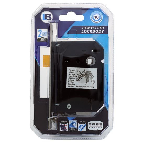 L&b Lock Mortise Aztec 2 Lever Stainless Steel Blister Sabs