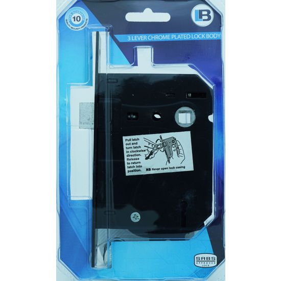 L&b Lock Mortise Aztec 3 Lever Black Blister Sabs