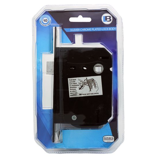 L&b Lock Mortise Aztec 3 Lever Black Blister Sabs