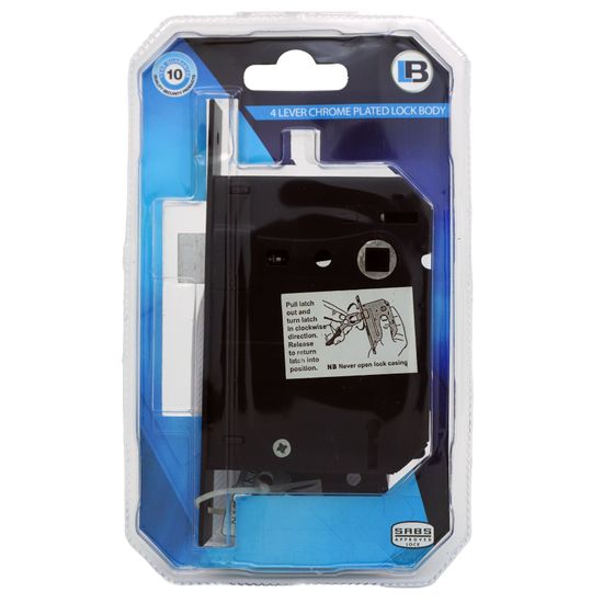 L&b Lock Mortise Aztec 4 Lever Black Blister Sabs