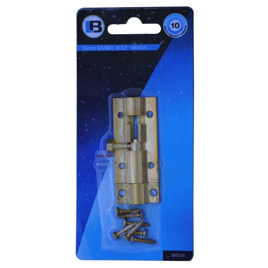 L&b Ironmongery Barrel Bolt Straight Brass 50mm