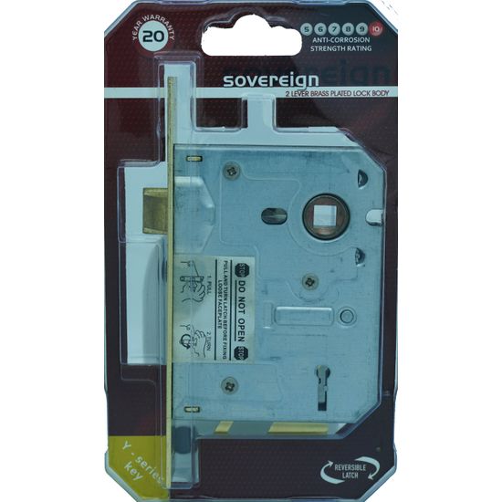 L&b Lock Mortise Sovereign 2 Lever Brass Plated Blister Sabs