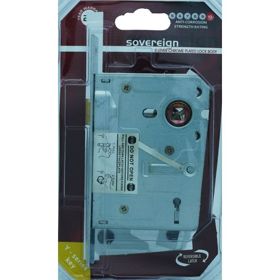 L&b Lock Mortise Sovereign 2 Lever Chrome Plated Blister Sabs
