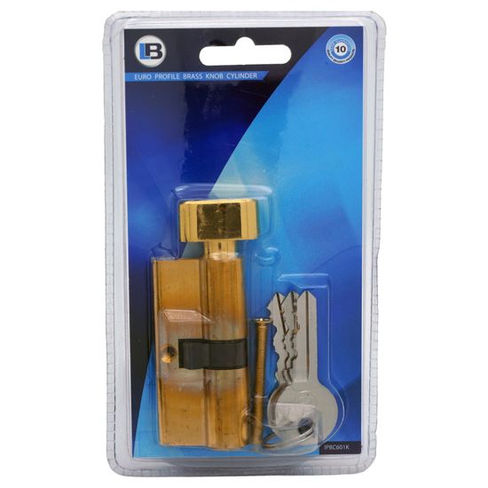 L&b Lock Cylinderinder Euro Profile Thumbturn Solid Brass Blister 60mm