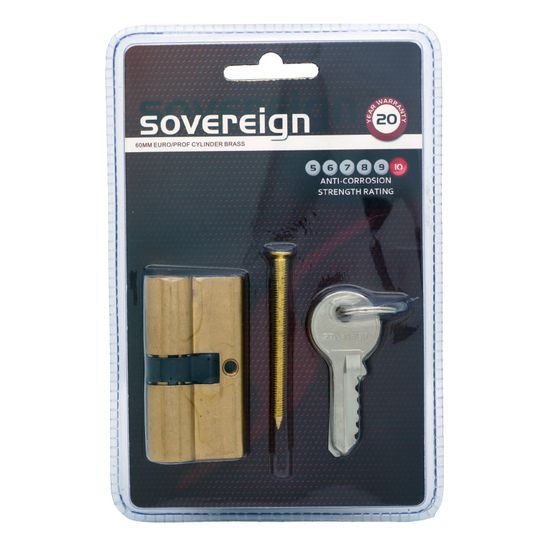 L&b Lock Cylinderinder Euro Profile Sovereign Solid Brass Blister 60mm