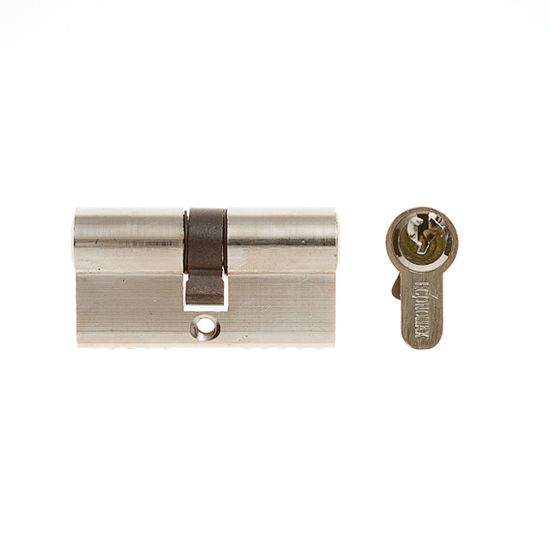 L&b Lock Cylinderinder Euro Profile Solid Brass Satin Nickel Blister 60mm
