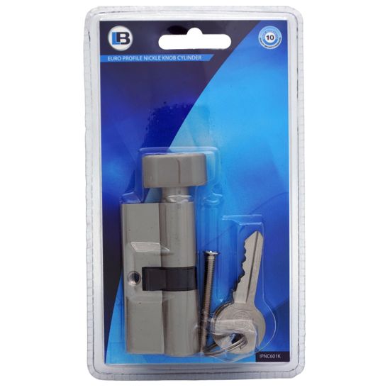 L&b Lock Cylinderinder Euro Profile Thumbturn Solid Brass Satin Nickel Blister 60mm