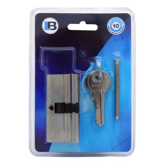L&b Lock Cylinderinder Euro Profile Solid Brass Satin Nickel Blister 65mm