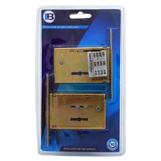 L&b Lock Security Gate Round Black Keyed Alike Duo