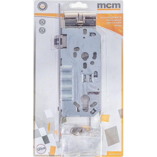 L&b Mcm Roller Bolt 4 Pin Deadlock Cylinder Nickel Blister 50mm