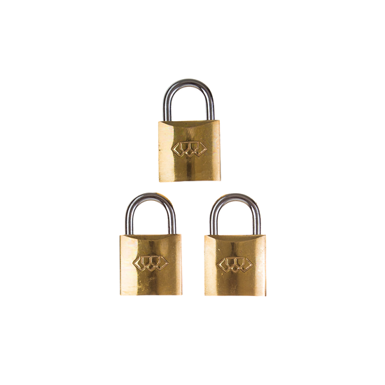 L&b Padlock Double Link Keyed Alike Brass Trio 25mm