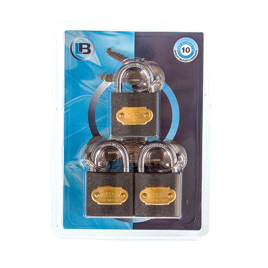 L&b Padlock Double Link Keyed Alike Iron Trio 32mm