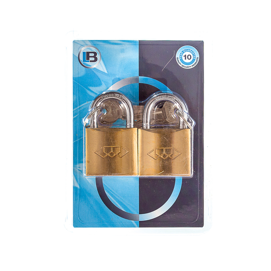 L&b Padlock Double Link Keyed Alike Brass Duo 38mm