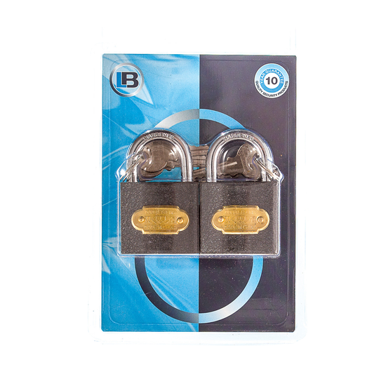 L&b Padlock Double Link Keyed Alike Iron Duo 38mm