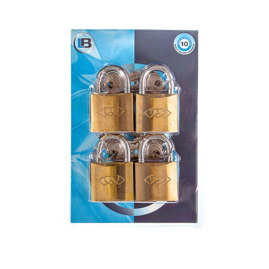 L&b Padlock Double Link Keyed Alike Brass Quad 38mm