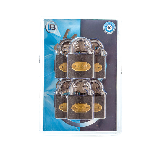 L&b Padlock Double Link Keyed Alike Iron Six 38mm