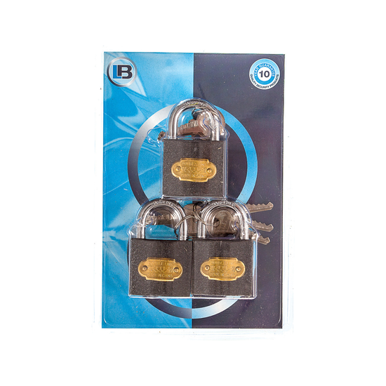 L&b Padlock Double Link Keyed Alike Iron Trio 38mm