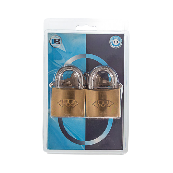 L&b Padlock Double Link Keyed Alike Brass Duo 50mm