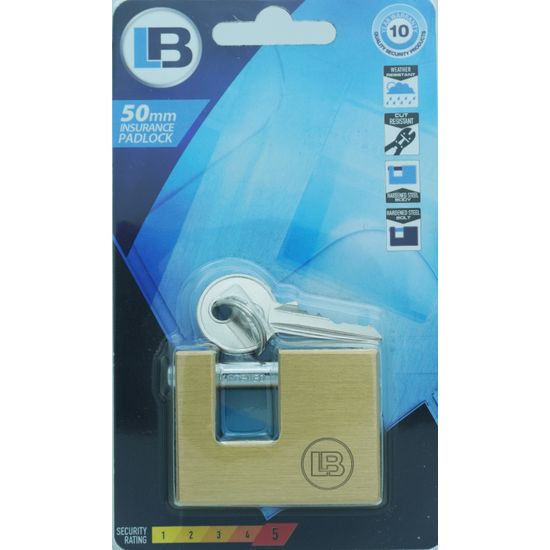 L&b Padlock Insurance Brass 50mm