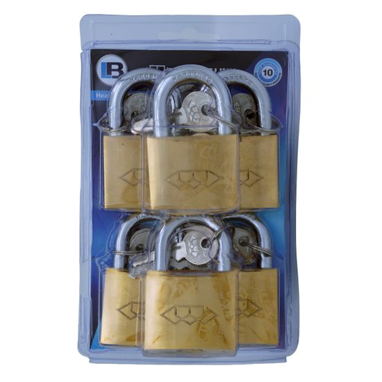 L&b Padlock Double Link Keyed Alike Brass Six 50mm