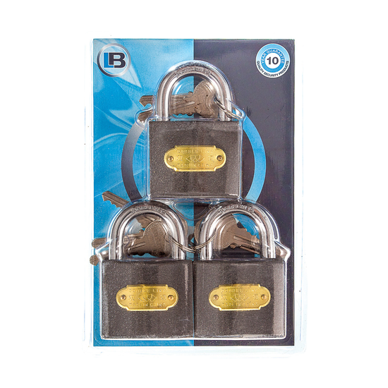 L&b Padlock Double Link Keyed Alike Iron Trio 50mm
